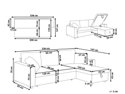 Beliani 3-Istuttava Kulmavuodesohva Kangas Vasenk. Harmaa/Musta Tampere Discount
