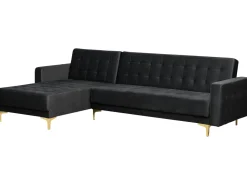 Beliani 4-Istuttava Kulmavuodesohva Sametti Oikeak. Musta Aberdeen Discount