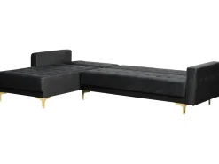 Beliani 4-Istuttava Kulmavuodesohva Sametti Oikeak. Musta Aberdeen Discount