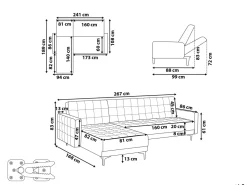Beliani 4-Istuttava Kulmavuodesohva Sametti Oikeak. Musta Aberdeen Discount