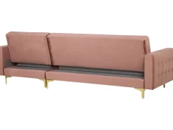 Beliani 4-Istuttava Kulmavuodesohva Sametti Vasenk. Vaaleanpunainen Aberdeen Fashion