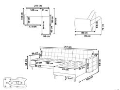 Beliani 4-Istuttava Kulmavuodesohva Sametti Vasenk. Vaaleanpunainen Aberdeen Fashion