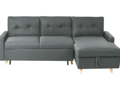 Beliani 4-Istuttava Kulmavuodesohva Säilytystilalla Vasenk. Tummanharmaa Flakk Shop