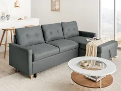 Beliani 4-Istuttava Kulmavuodesohva Säilytystilalla Vasenk. Tummanharmaa Flakk Shop