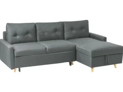 Beliani 4-Istuttava Kulmavuodesohva Säilytystilalla Vasenk. Tummanharmaa Flakk Shop