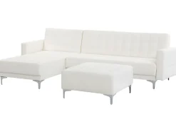 Beliani 4-Istuttava Kulmavuodesohva Ja Rahi Keinonahka Oikeak. Valkoinen Aberdeen Store