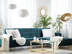 Beliani 4-Istuttava Kulmavuodesohva Sametti Vasenk. Sinivihrea Aberdeen Outlet