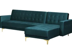 Beliani 4-Istuttava Kulmavuodesohva Sametti Vasenk. Sinivihrea Aberdeen Outlet