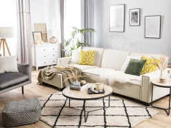 Beliani 3-Istuttava Kulmavuodesohva Kangas Oikeak. Beige Romedal Store