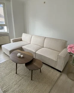 Beliani 3-Istuttava Kulmavuodesohva Kangas Oikeak. Beige Romedal Store