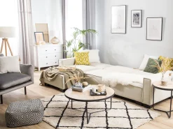 Beliani 3-Istuttava Kulmavuodesohva Kangas Oikeak. Beige Romedal Store