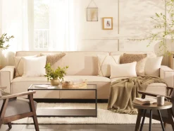 Beliani 3-Istuttava Kulmavuodesohva Kangas Oikeak. Beige Romedal Store