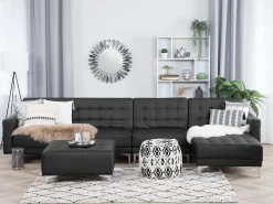 Beliani 5-Istuttava Kulmavuodesohva Ja Rahi Keinonahka Vasenk. Musta Aberdeen Best Sale