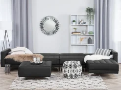 Beliani 5-Istuttava Kulmavuodesohva Ja Rahi Keinonahka Vasenk. Musta Aberdeen Best Sale