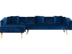 Beliani 4-Istuttava Kulmavuodesohva Sametti Oikeak. Laivastonsininen Vadso New