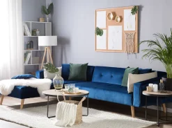 Beliani 4-Istuttava Kulmavuodesohva Sametti Oikeak. Laivastonsininen Vadso New