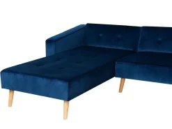 Beliani 4-Istuttava Kulmavuodesohva Sametti Oikeak. Laivastonsininen Vadso New