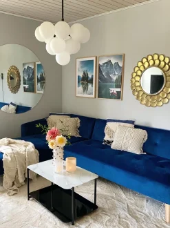 Beliani 4-Istuttava Kulmavuodesohva Sametti Oikeak. Laivastonsininen Vadso New