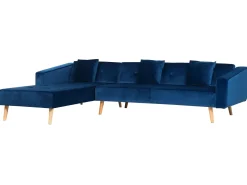 Beliani 4-Istuttava Kulmavuodesohva Sametti Oikeak. Laivastonsininen Vadso New