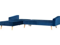 Beliani 4-Istuttava Kulmavuodesohva Sametti Oikeak. Laivastonsininen Vadso New