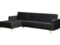 Beliani 4-Istuttava Kulmavuodesohva Ja Rahi Sametti Oikeak. Musta Aberdeen Discount