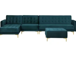 Beliani 5-Istuttava Kulmavuodesohva Ja Rahi Sametti Oikeak. Sinivihrea Aberdeen Online