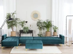 Beliani 5-Istuttava Kulmavuodesohva Ja Rahi Sametti Oikeak. Sinivihrea Aberdeen Online