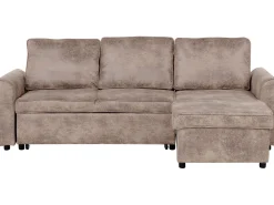 Beliani 3-Istuttava Kulmavuodesohva Säilytystilalla Keinonahka Vasenk. Ruskea Nesna Best Sale