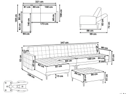 Beliani 5-Istuttava Kulmavuodesohva Ja Rahi Kangas Oikeak. Grafiitinharmaa Aberdeen Flash Sale