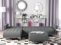 Beliani 4-Istuttava Kulmavuodesohva Ja Rahi Kangas Oikeak. Vaaleanharmaa Aberdeen Outlet