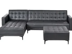 Beliani 4-Istuttava Kulmavuodesohva Ja Rahi Keinonahka Oikeak. Musta Aberdeen Store