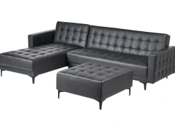 Beliani 4-Istuttava Kulmavuodesohva Ja Rahi Keinonahka Oikeak. Musta Aberdeen Store