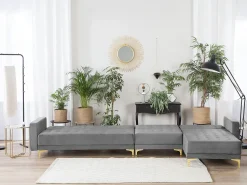 Beliani 5-Istuttava Kulmavuodesohva Sametti Vasenk. Harmaa Aberdeen Clearance