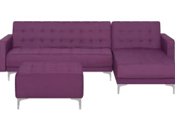 Beliani 4-Istuttava Kulmavuodesohva Ja Rahi Kangas Vasenk. Violetti Aberdeen Store