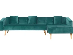 Beliani 4-Istuttava Kulmavuodesohva Sametti Vasenk. Vihrea Vadso Cheap