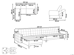 Beliani 5-Istuttava Kulmavuodesohva Sametti Oikeak. Laivastonsininen Aberdeen Outlet