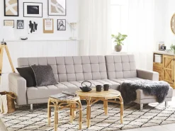 Beliani 4-Istuttava Kulmavuodesohva Kangas Vaaleanharmaa Nesset Online