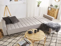 Beliani 4-Istuttava Kulmavuodesohva Kangas Vaaleanharmaa Nesset Online