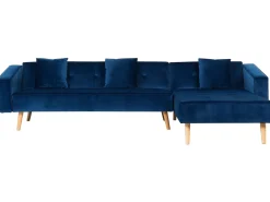 Beliani 4-Istuttava Kulmavuodesohva Sametti Vasenk. Laivastonsininen Vadso Outlet