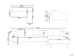 Beliani 4-Istuttava Kulmavuodesohva Sametti Vasenk. Laivastonsininen Vadso Outlet
