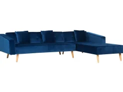 Beliani 4-Istuttava Kulmavuodesohva Sametti Vasenk. Laivastonsininen Vadso Outlet