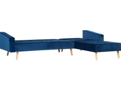 Beliani 4-Istuttava Kulmavuodesohva Sametti Vasenk. Laivastonsininen Vadso Outlet