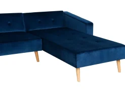 Beliani 4-Istuttava Kulmavuodesohva Sametti Vasenk. Laivastonsininen Vadso Outlet