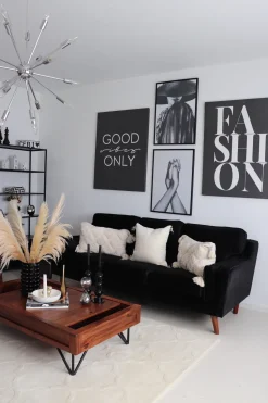 Beliani 3-Istuttava Musta Sohva Lokka Shop