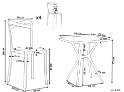 Beliani 4-Istuttava Mustavalkoinen Muovinen Puutarhakalustesetti Sersale / Camogli Sale