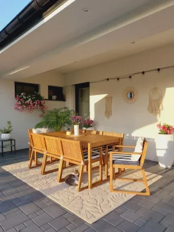 Beliani 8-Istuttava Puutarhapoytasetti Sini-Valkoraidallisilla Pehmusteilla Sassari Outlet