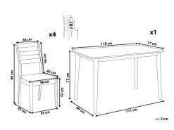 Beliani 4-Istuttava Ruokailuryhma Harmaa/Tumma Puu Modesto New