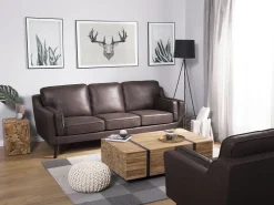 Beliani 3-Istuttava Ruskea Tekonahkainen Sohva Lokka Online