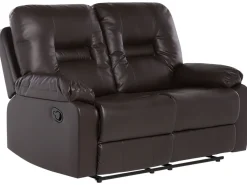 Beliani 2-Istuttava Saadettava Keinonahkainen Sohva Ruskea Bergen Flash Sale