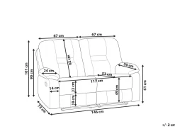 Beliani 2-Istuttava Saadettava Keinonahkainen Sohva Valkoinen Bergen Discount